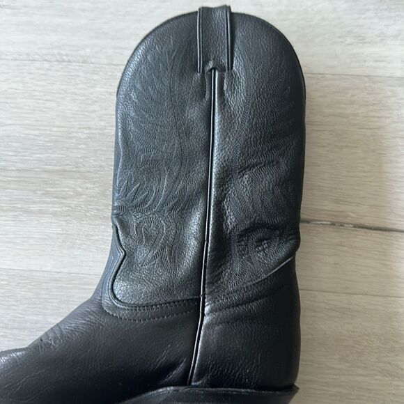 Boulet Embroidered Leather Cowboy Boots Black 8 EUC - Picture 6 of 7